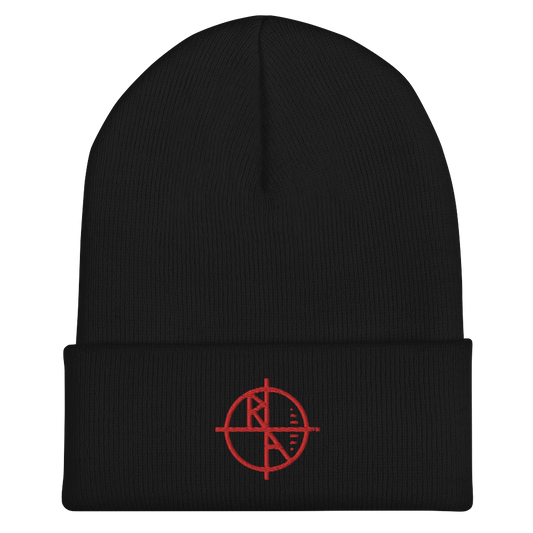 Black Cuffed Beanie Red Logo