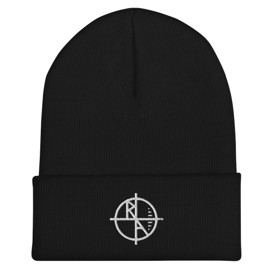 Black Cuffed Beanie White Logo