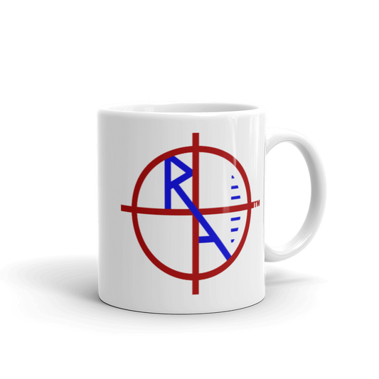 White Mug Red & Blue Logo