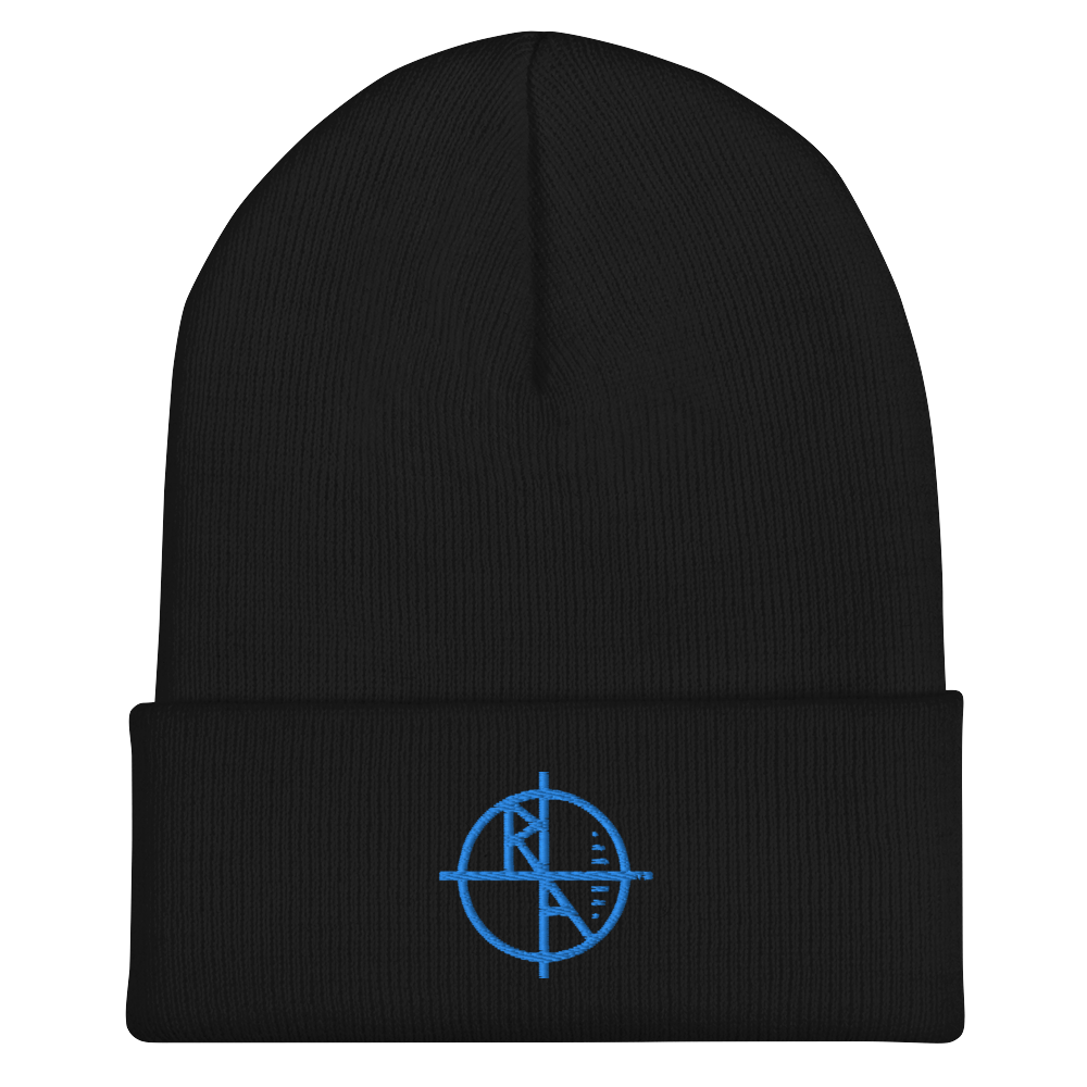 Black Cuffed Beanie Blue Logo