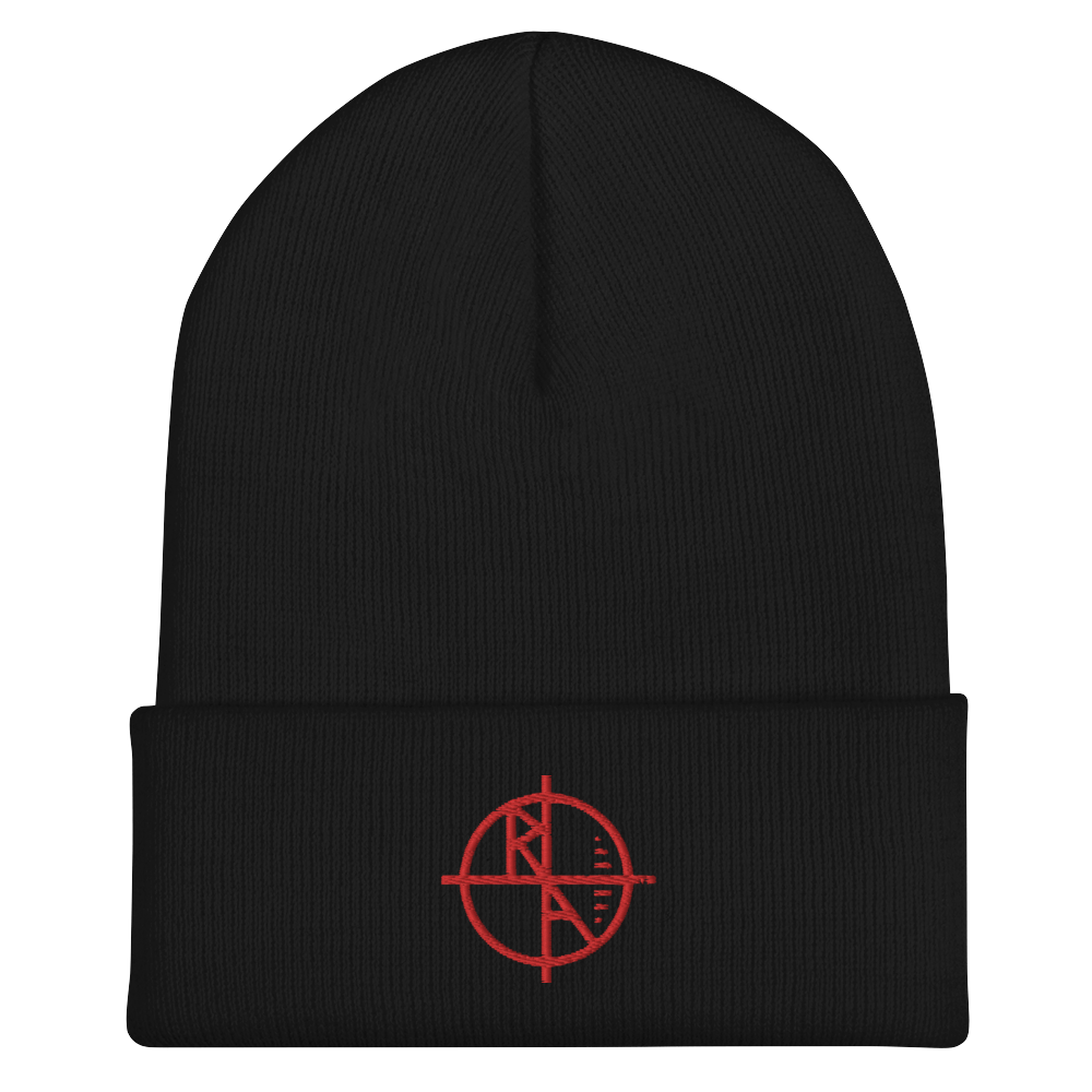 Black Cuffed Beanie Red Logo