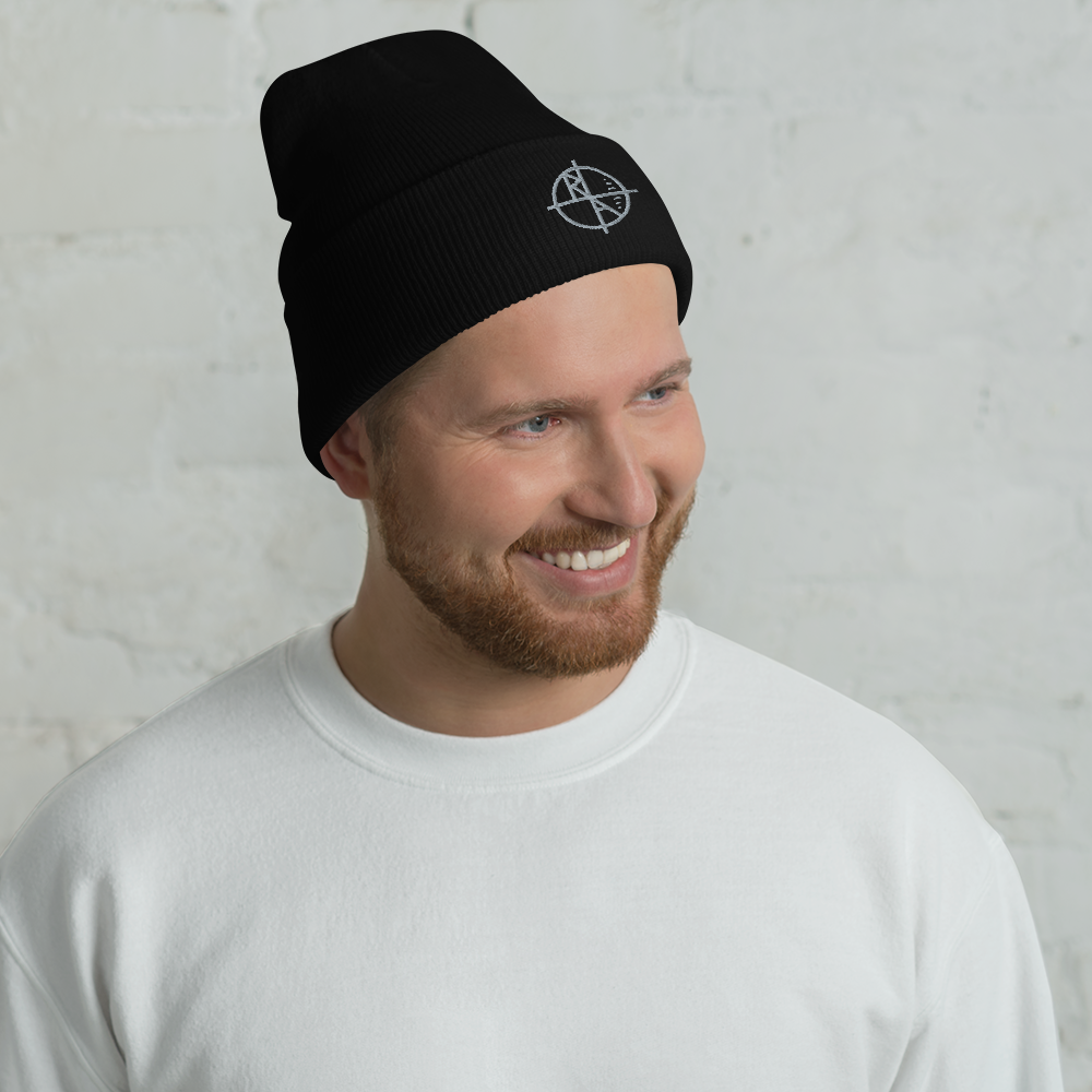 Black Cuffed Beanie Gray Logo