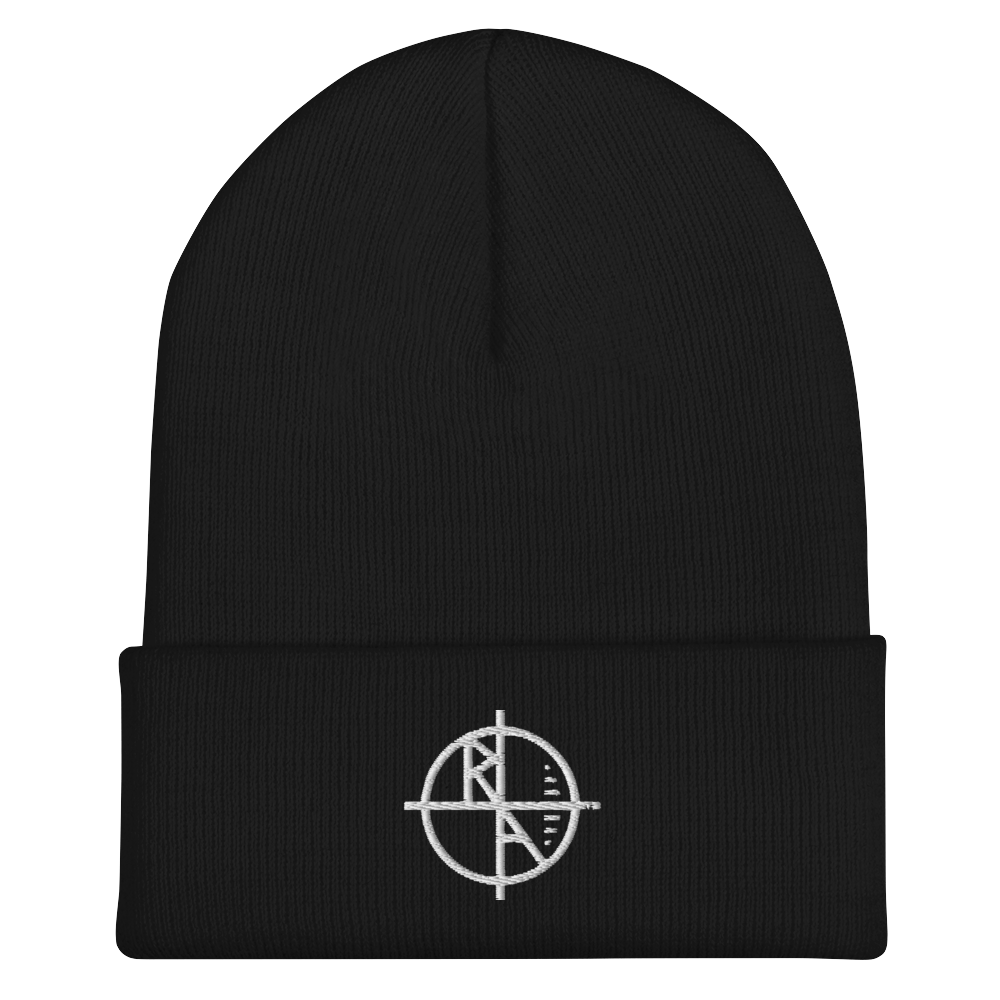 Black Cuffed Beanie White Logo