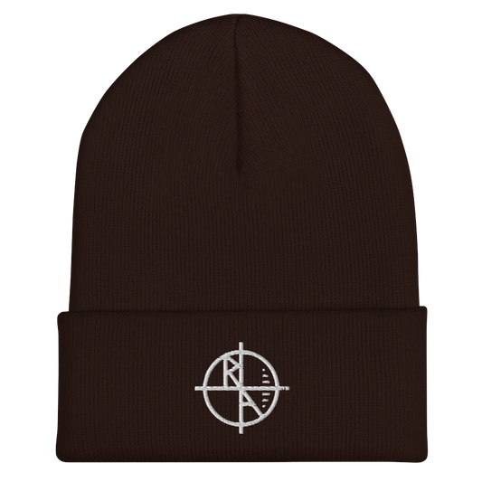 Brown Cuffed Beanie White Logo