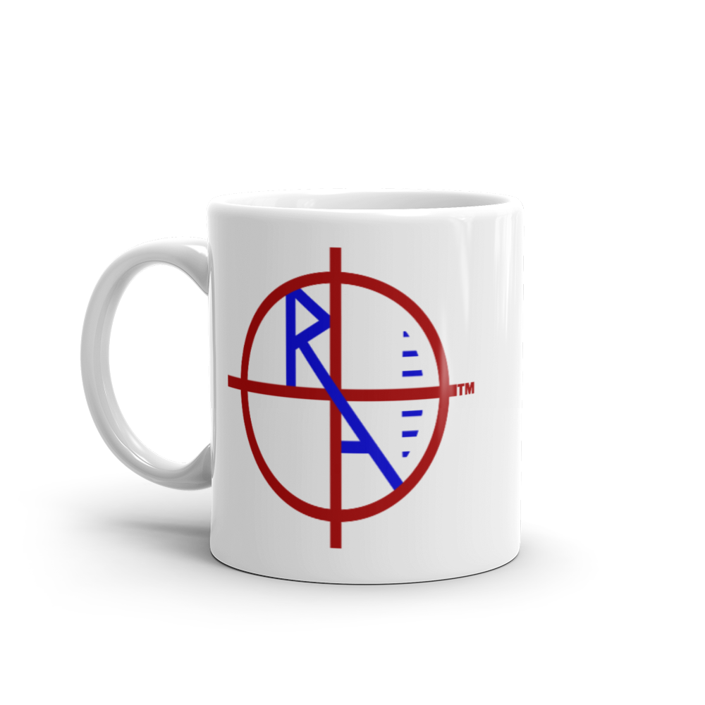 White Mug Red & Blue Logo