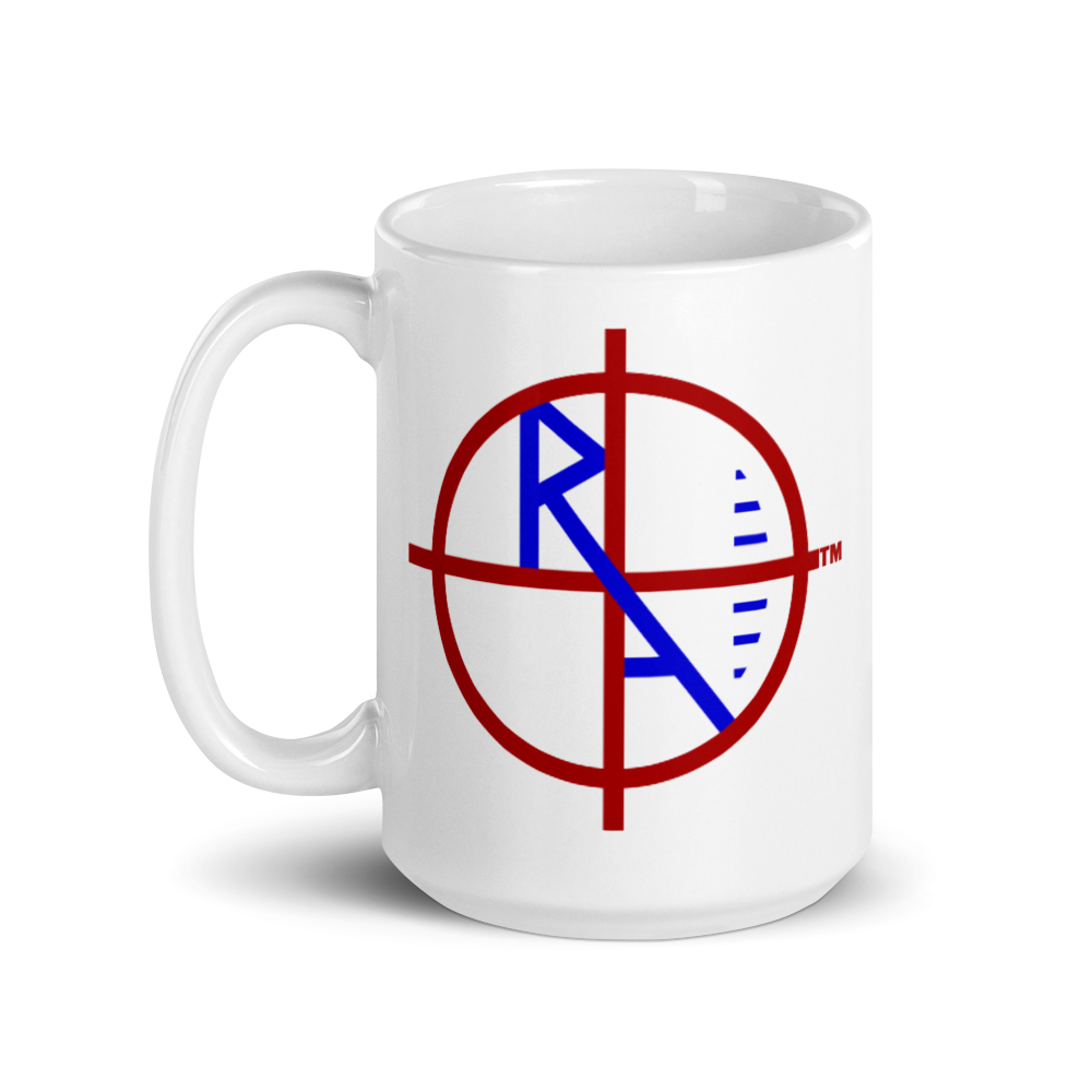 White Mug Red & Blue Logo