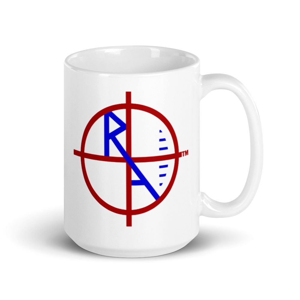 White Mug Red & Blue Logo